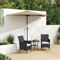 Outsunny 9.8ft Half Umbrella Semi Round Patio Parasol with Crank Handle, Top Vent for Garden, Balcony- NO BASE INCLUDED, Coffee(m-10)