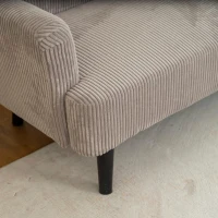 HOMCOM Modern Couch, 3 Seater Sofa, Corduroy Loveseat with Rubberwood Legs and Extra-Wide Seat, Light Grey(m-12)