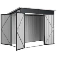 Outsunny 7.5' x 4.3' Outdoor Storage Shed, Waterproof Metal Garden Shed with Lockable Doors, for Backyard, Lawn, Patio, Dark Grey(m-2)