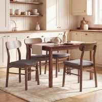 HOMCOM Set of 4 Dining Chairs, Upholstered Dining Room Chairs with Rubberwood Legs and Padded Seat for Kitchen, Gray(m-10)