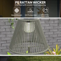 Outsunny Wicker Outdoor Floor Lamp, Cordless Solar Lantern with Auto On/Off LED Lights, IP44 for Patio, Porch, Pathway, Grey(m-6)