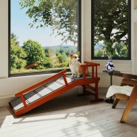 PawHut Wooden Dog Ramp for Large Dogs, 49" Long, with Non-slip Rug, Removable Guardrails for Couch, Bed, Brown(m-13)