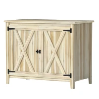 Outsunny Wooden Outdoor Storage Cabinet, Garden Shed Potting Shed with Shelf and Double Doors, Natural Wood(m-1)