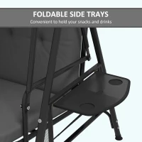 Outsunny 3-Seat Outdoor Porch Swing Patio Swing with Adjustable Canopy, Side Tray, Removable Cushion for Garden, Poolside, Grey(m-7)
