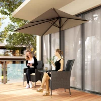 Outsunny 8ft Half Round Umbrella Outdoor Balcony Parasol Patio Garden Outdoor Window Sun Shade w/ 5 Ribs(m-10)