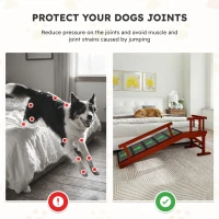 PawHut Wooden Dog Ramp for Large Dogs, 49" Long, with Non-slip Rug, Removable Guardrails for Couch, Bed, Brown(m-7)