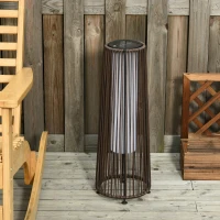 Outsunny Wicker Solar Floor Lamp, Decorative Outdoor Lamp with Auto On/Off LED Light, IP44 for Patio, Porch, Pathway, Brown(m-8)