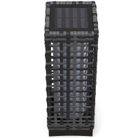 Outsunny Wicker Solar Outdoor Lamp, Decorative Floor Lamp with Auto On/Off LED Lights, IP44 for Patio, Porch, Pathway, Grey(m-2)