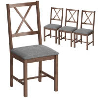 HOMCOM Set of 4 Dining Chairs, Upholstered X-Back Dining Room Chairs with Rubberwood Legs and Padded Seat for Kitchen, Gray(m-11)