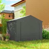 Outsunny 8' x 6' Portable Shed, Waterproof Bike Tent with Roll-up Zipper Door, Vent and Galvanised Metal Frame, Dark Grey(m-9)