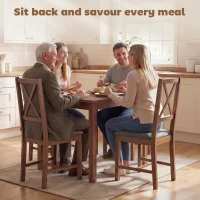 HOMCOM Set of 4 Dining Chairs, Upholstered X-Back Dining Room Chairs with Rubberwood Legs and Padded Seat for Kitchen, Gray(m-4)