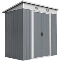 Outsunny 6' x 4' Outdoor Storage Shed, Metal Garden Shed with Lockable Sliding Doors and Vents, Grey(m-11)