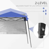 Outsunny 7' x 7' Garden Foldable Pop Up Gazebo Tent with Backpack & Inclined Legs Outdoor Party Canopy, Blue & Black(m-6)
