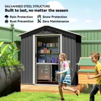 Outsunny 6.5x3.5ft Metal Garden Storage Shed for Outdoor Tool Storage with Double Sliding Doors and Vents, Dark Grey(m-4)