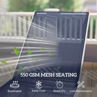 Outsunny Outdoor Lounge Chair, 5-Position Reclining Outdoor Chaise Lounge Tanning Chair with Mesh Seat, Dark Blue(m-5)