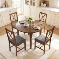 HOMCOM Set of 4 Dining Chairs, Upholstered X-Back Dining Room Chairs with Rubberwood Legs and Padded Seat for Kitchen, Gray(m-9)