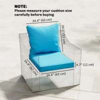 Outsunny Seat Cushion Back Pillows Replacement Set of 2, Patio Chair Cushions Set for Indoor Outdoor, Turquoise(m-3)