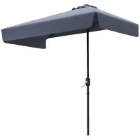 Outsunny 7.5ft Half Umbrella Semi Patio Parasol with Crank Handle, Top Vent for Garden, Balcony- NO BASE INCLUDED, Dark Blue(m-2)