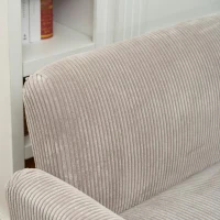 HOMCOM Modern Couch, 3 Seater Sofa, Corduroy Loveseat with Rubberwood Legs and Extra-Wide Seat, Light Grey(m-10)