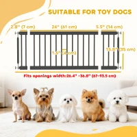 PawHut 26"-37" Dog Gate, Adjustable Pet Gate, Fits 14" Tall with 2 Extension, Pressure Mount Kit for Stairs and Doorways, Black(m-3)