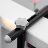 Outsunny Balcony Hanging Table, Metal Wall Mount Desk, Adjustable Folding Balcony Deck Table for Patio and Garden, Black(m-10)