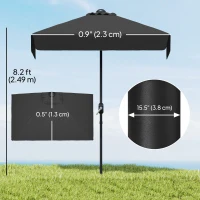 Outsunny 7.5ft Half Umbrella Semi Round Patio Parasol with Crank Handle, Top Vent for Garden, Balcony- NO BASE INCLUDED, Black(m-3)