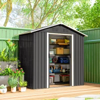 Outsunny 6.5x3.5ft Metal Garden Storage Shed for Outdoor Tool Storage with Double Sliding Doors and Vents, Dark Grey(m-8)