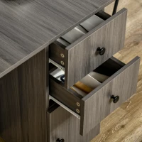 HOMCOM Foldable Dining Table, Rolling Kitchen Table with Storage Drawers and Cabinet, Drop Leaf Table on Wheels, Grey(m-14)