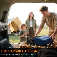 Outsunny Small Collapsible Folding Garden Cart, Heavy Duty Lawn Wagon with Universal Wheels and Adjustable Handle, Blue(m-6)