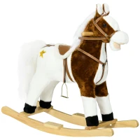 Qaba Rocking Horse with Sound, Ride on Horse with Saddle, Toddler Rocker, Gift for 3-8 Year Old, Brown(m-11)