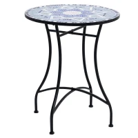 Outsunny 23.6" Mosaic Round Patio Table with Ceramic Tabletop, Outdoor Furniture, Multicolor(m-11)