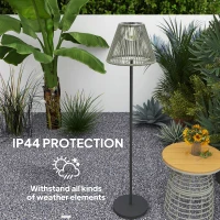 Outsunny Wicker Outdoor Floor Lamp, Cordless Solar Lantern with Auto On/Off LED Lights, IP44 for Patio, Porch, Pathway, Grey(m-7)