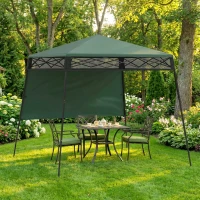 Outsunny 7' x 7' Pop Up Canopy Gazebo Tent with Backpack & Inclined Legs, Green(m-1)