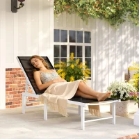 Outsunny Outdoor Lounge Chair, 5-Position Reclining Outdoor Chaise Lounge Tanning Chair with Mesh Seat, Black(m-9)