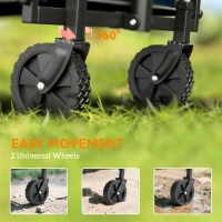 Outsunny Small Collapsible Folding Garden Cart, Heavy Duty Lawn Wagon with Universal Wheels and Adjustable Handle, Blue(m-7)