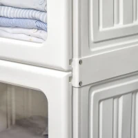 HOMCOM Small Apartment Bedroom Closet Foldable Portable Closet with Cube Storage Hanging Rods Magnet Doors, White(m-12)