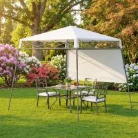 Outsunny 7' x 7' Pop Up Canopy Gazebo Tent with Backpack & Inclined Legs, White(m-1)