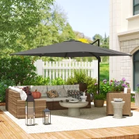 Outsunny 10 FT Cantilever Patio Umbrella, Square Patio Umbrella with Crank Handle, Cross Base and Tilt, 360° Rotation(m-10)