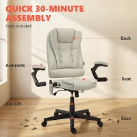 Vinsetto 6 Point Vibrating Massage Office Chair with Heat, Microfiber Massage Desk Chair with Reclining Backrest, Beige(m-9)