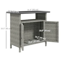 Outsunny Wicker Outdoor Storage Cabinet with Two Doors and Shelf for Outdoor Pool Towel Storage, Grey(m-3)