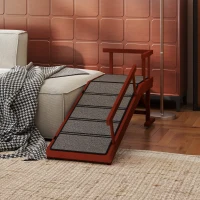 PawHut Wooden Dog Ramp for Large Dogs, 49" Long, with Non-slip Rug, Removable Guardrails for Couch, Bed, Brown(m-12)