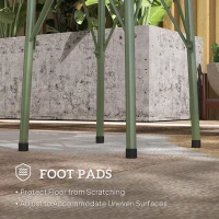 Outsunny 15.7" Round Garden Table with Floral Cut-Out, Steel Balcony Side Bistro Coffee Table with Adjustable Feet, Green(m-6)