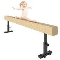 Soozier 7.5ft Adjustable Balance Beam, Gymnastics Beam with Wheels, Gymnastics Equipment for 6+ Years Old Training, Practice, and Professional Home Training, Brown(m-2)