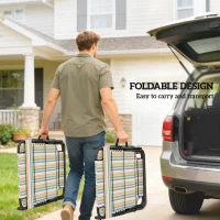 Outsunny 2 Piece Folding Chaise Lounge Pool Chairs with 5-level Reclining Back, Reading Hole, Side Pocket, Rainbow Striped(m-7)