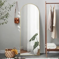 HOMCOM Arched Standing Mirror, 64" x 20" Full Length Mirror, Free Standing or Wall Mounted for Living Room, Bedroom, Gold(m-8)