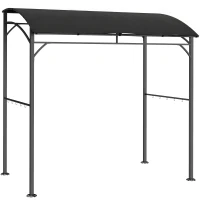 Outsunny 7' x 5' Garden Grill Canopy, BBQ Grill Gazebo Tent with Steel Frame and Hooks, Outdoor Sun Shade, Black(m-11)