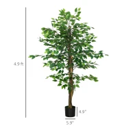 HOMCOM 5ft Artificial Tree, Indoor Fake Ficus with Pot for Home Office Living Room Decor(m-3)