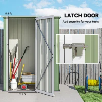 Outsunny 4.7' x 3' Outdoor Storage Shed, Galvanized Metal Utility Garden Tool House, 2 Vents and Lockable Door for Backyard, Patio, Garage, Lawn, Green(m-5)