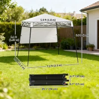 Outsunny 7' x 7' Pop Up Canopy Gazebo Tent with Backpack & Inclined Legs, White(m-3)