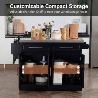 HOMCOM Rolling Kitchen Island with Storage and Stainless Steel Top, Kitchen Trolley with Drawers, Cabinets, Towel Rack(m-11)